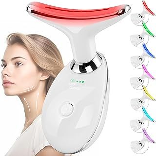 Lonnalee Neck Face Beauty Device Face Massager, Skin Care Facial Massager 3 in 1 Portable Face Toning Devices for SkinTightening & Neck Lifting, EMS Care Massage Heating Equipment,7 Color Led 3 Modes