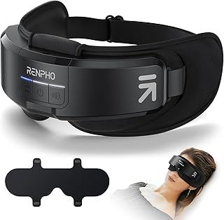 RENPHO Eyeris Shift Eye Mask Massager，2-in-1 Heated Eye Massager with Bluetooth Music, 3 Pressures, 3 Heats, 3 Timers, Sleep Mask for Eye Strain Relief, Dry Eyes, Gifts for Man and Women
