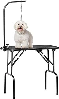 costoffs Foldable Dog/Cat/Pet Grooming Table Trimming Table with Adjustable Arm Folding Legs&Waterproof Surface Maximum Capacity Up to 100KG, Black