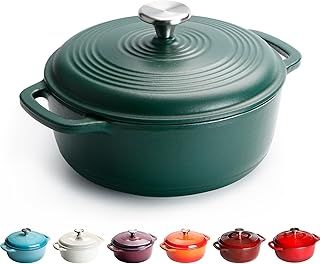 Cast Iron Dutch Oven, 22cm 3L 4.3kg - Round, Heavy-duty Cast Iron Casserole Dish With Lid, Non-Stick Enameled Dutch Oven for All Cooktops (Green)