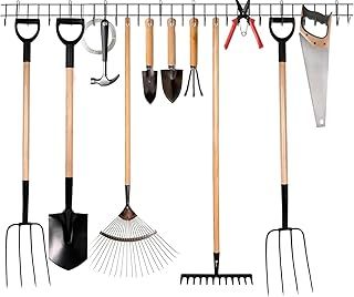 Garden Tool Storage Rack 160cm - Heavy-Duty Metal Organiser for Shed Accessories, Rakes, Shovels & More – Space-Saving Tool Storage System for Sheds & Garages