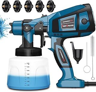 Paint Sprayer, 800W Electric Paint Spray Gun with 1400ML Container, Fence Paint Sprayer with 5 Nozzles and 3 Patterns for Walls and Ceilings, Garden Fence, Cabinet, Furniture
