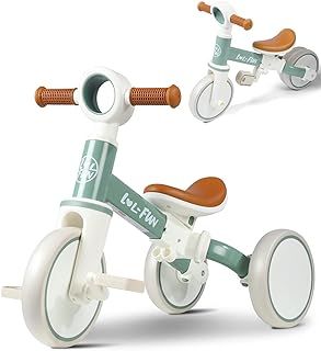 LOL-FUN Toddler Balance Bike for 1 2 Years Old, 4 in 1 Baby Bicycle for 1 to 4 Years Old Boys Girls Gift Present, 3 Wheel Tricycle with Removable Pedal