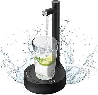 AUAUY Desktop Water Bottle Dispenser, Smart 6 Levels Table Top Water Dispensers for 5 Gallon & Universal Bottles, USB Portable Charging Automatic Water Jug Dispenser for Home,Office,Outdoor(White)