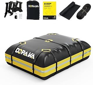 Rooftop Cargo Carrier Bag,100% Waterproof Heavy Duty 1000D Car Top Carrier,15 Cubic Feet Car Roof Bag for All Vehicle with/Without Rack,High-Frequency Welded Seams,Anti-Tear Anti-Slip Mat,6 Door Hooks