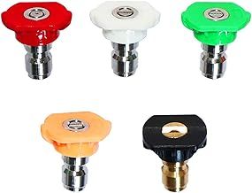 Pressure Washer Accessories, 5 PCS Pressure Washer Spray Nozzle Tips 1/4''Quick Connector DUS-025 Multiple Degrees Connection Design 4000 PSI 2.5 GPM for Power Washing Driveway Path and Car