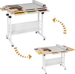 Tektalk 2000/1500/1000 Piece Foldable Puzzle Board with Height Adjustment, Jigsaw Puzzle Table with Cover & 8 Sorting Trays/Drawers, Puzzle Easel with Legs, Enclosed with 4 Roller Wheels