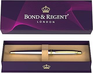 Bond & Regent Silver Chrome & 24 Karat Gold - Certified Luxury Grade Rollerball Pen | Nice Gift for Men & Women