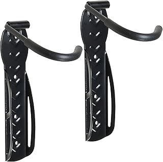 VonHaus Bike Wall Mounts - Bike Wall Rack, 2-Pack for Garage and Shed - Steel Coated Bicycle Storage Hooks - Vertical Storage Rack with Durable Plastic Clips - Premium Quality Hooks for Bikes