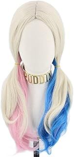 Women's Wig Long Curly Wig Blonde Mixed Blue Pink Wig for Halloween Cosplay Costume Fancy Dress Party