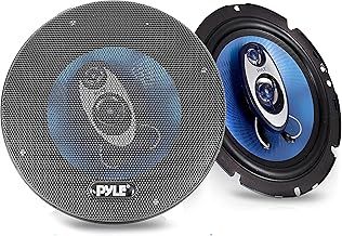 Pyle 16.5 cm Car Speakers, 180W RMS/360W Power Handling 3-Way Sound Speaker System w/ 4 Ohm Impedance Pro Full Range Triaxial Loud Audio, Round Shaped Door Speakers, Blue