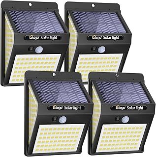 litogo [4 Pack 140LED Solar Security Lights Outdoor, Solar Motion Sensor Lights 270ºWide Angle Waterproof Solar Powered Durable Wall Lights Outside 3 Modes for Garden Fence Door Yard Garage Pathway