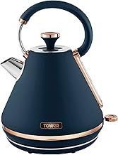 Tower T10044MNB Cavaletto Pyramid Kettle with Fast Boil, Detachable Filter, 1.7 Litre, 3000 W, Midnight Blue and Rose Gold