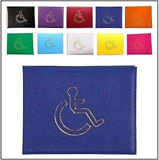 AlezyB - 1x Dark Blue Disabled Badge Holder, PU Leather Badge Wallet Protector Disabled Parking Permit Cover Holder