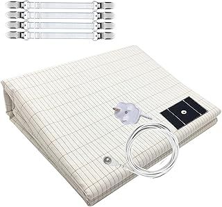 RIQINXIN Grounding Bed Sheet Grounding Sheet Grounding Mat Earthing UK Conductive Earthing Bed Sheet with 10% Silver Fiber 90% Organic Cotton 68x132cm Sleep Therapy 15ft Cord Included