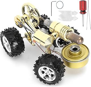 Stirling Engine Model, DIY Miniature Runnable Car Motor Model Educational Physics Science Experiment Toy for Children Boys Girls