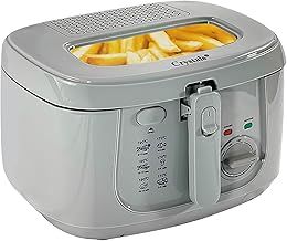 Crystals Electric 2.5L Deep Fryer, Deep Fat Fryer Countertop with Non-Stick Coating, Non-Stick Frying Pan Internal Mesh Basket with Safety Handle + Viewing Window - 1800 Watts (Grey)