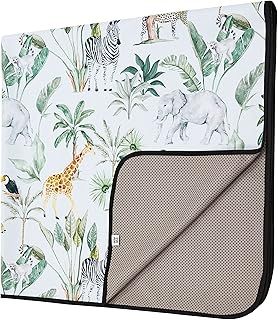 Grow Wild Non Slip Baby Splash Mat for Under High Chair | Waterproof, Washable Messy Floor Protector, Play Mat for Toddlers, Kids Craft (Tropical Jungle)
