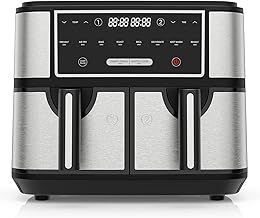 Best 9L Large Dual Basket Air Fryers for Family,8-In-1 Compact Oven with Smart Finish,Oil Free Double Air Fryer with Cookbook,Timer & Temperature Control,Nonstick 2600w
