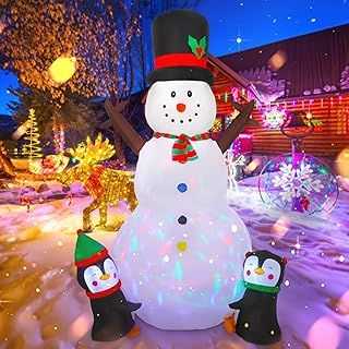 Vintoney 244 cm/ 8 FT inflatable snowman christmas decorations outdoor inflatables garden for xmas decoration outside blow up the indoors giant with Upgrade Rotating LED Lights