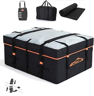538 Litres (20 Cubic Feet) Car Roof Top Carrier Bag - Heavy Duty RoofBag with External Non-Slip Mats/Lock for All Cars with/Without Rack, Includes Carry Bag