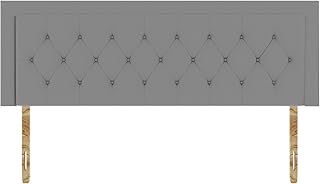 SANA SLEEP Lisbon Naple Suede HeadBoard - Luxury 20" Upholstered Design for Divan Beds - Multiple Fabric Options for Bedroom and Hotel Furniture- 4FT6 Double - Grey