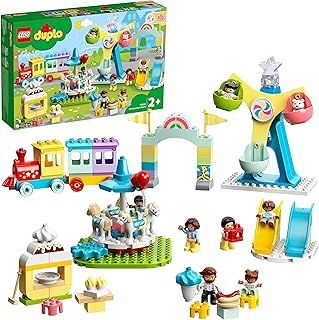LEGO 10956 DUPLO Amusement Park Fairground with Train Toy, Carousel & Ferris Wheel, Early Development and Activity Toys for Toddlers Aged 2 plus