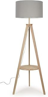 MiniSun | Modern Light Wood Tripod Design Floor Lamp with Storage Shelf and Grey Drum Shade | Floor Lamps & Torchieres, Home Décor, Improvement & Lifestyle Essential