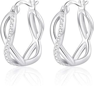 Philip Jones Sterling Silver Infinity Crystal Hoop Earrings Created with Zircondia® Crystals