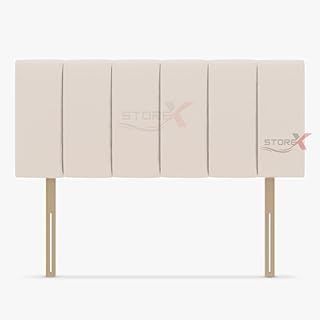 STOREX Plush Fabric Padded Lined Headboard For Devan Bed Bedroom Furniture Size 2Ft 6Inch/ 3Ft/ 4Ft/ 4Ft 6Inch/ 5Ft /6Ft -20 Inch Height 20inch (Cream, 20inch Height 4FT 6 Inch Double)