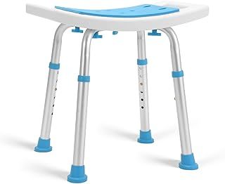 HEAO Shower Stool 158kg Bath Seat Chair,Tool-Free Assembly Height Adjustable Bath Bench with Padded Seat for Seniors,Elderly,Disabled,Handicap and Injured