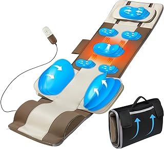 Full Body Massage Mat, 3D Body Stretching & Lumbar Traction, Back Heating, Traction Up & Down, Curve Stretch, Twist Left & Right, 4 Modes 3 Intensities 3 Heat Levels, PU Leather, Foldable, Fit 5'1-6'1