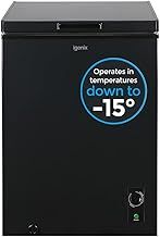 Igenix IG100B Freestanding Chest Freezer, 99 Litre Capacity with Freezer Basket, Suitable for Outbuildings and Garages, Black
