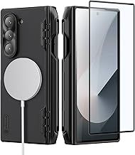 Nillkin Magnetic Case for Galaxy Z Fold 6 with S Pen Holder, Hinge Protection, Compatible with Magsafe, Built-in Screen Protector, Slim Fit Protective Phone Case for Samsung Galaxy Z Fold 6, Black