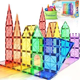 Coodoo Magnetic Tiles Kids Toys STEM Magnet for Toddler Magnetic Blocks Building Toys Preschool Learning Sensory Montessori for 3+ Year Old Boys and Girls, Safe Creativity Toddler Kids Toys 40PCS