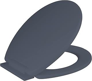Ram® Grey Soft Close Toilet Seat with Adjustable Hinges LOO Toilet Seat Quick Release Easy Clean Bathroom Toilet Seat Grey