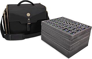 ENHANCE Portable Miniature Figure Storage and Carrying Case, 4 Foam Layers fits 108 Infantry Minis and Pick and Pluck - Book Sleeve and 2 Accessory Pockets for Measuring Tape, Dice and More