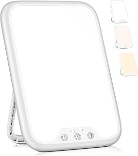VTHW SAD Lamp, SAD Light Lamp, 10000 Lux Natural Daylight Sad Light with Memory Function & 4 Timer, Button Control, 3 Colors Modes, 90° Stand, Stepless Brightness Sad Light Box for Home/Office [F]