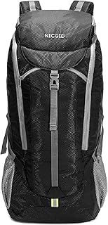 Nicgid 60L Lightweight Hiking Backpack Foldable Multi-Functional Travel Bag Water Resistant Casual Camping Rucksack for Men Women Outdoor Sport Mountain