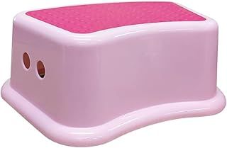 ANSIO Step Stool For Toilet with Non-Slip Surface, One Step Potty Step Stool for Toddlers For Bathroom And Sink, Plastic Kitchen Step Stool for kids (Pink)