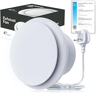 SBONNI 100mm / 4 inch Extractor Fan Bathroom with Switch - Upgraded Silent Powerful and Energy-Efficient Ventilation Fan for Window Wall and Ceiling - Ideal for Bathroom Shower Toilet Attic
