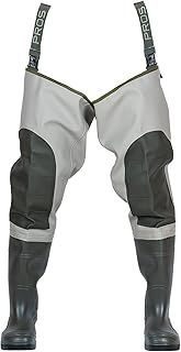PROS Waterproof Reinforced Knees Thigh Waders Duck Hunting Fly Fishing Waders with Wellington Boots