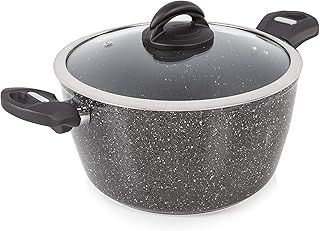 Tower T81272 Cerastone Induction Casserole Dish with Glass Lid, Non Stick Ceramic Coating, Easy to Clean, Graphite, 24 cm