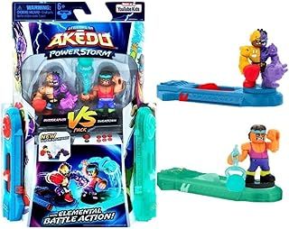Akedo Legends Powerstorm Duel Set 2 Miniature Fighters and 2 Buster Splits VS Sweatstain Battle Controllers