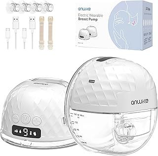 Electric Breast Pump, 338mmHg Strong Suction Hospital Grade Hands Free Breast Pump, 9 Levels 4 Modes with LED Display, Rechargeable Double Wearable Breast Pump Electrical with 21/24 mm Flange Inserts