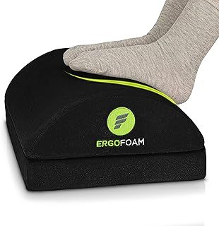 ErgoFoam Adjustable Foot Rest Under Desk for Added Height - Large Premium Velvet Soft Foam Footrest for Desk - Most Comfortable Desk Foot Rest in The World (Black)