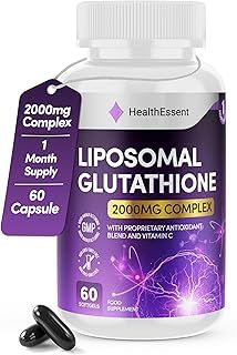 Liposomal Glutathione, Superior Bioavailability 2000mg Blend, with Proprietary Antioxidant Complex – Hyaluronic Acid, Collagen, Alpha Lipoic Acid – Strong Antioxidant – 60 Softgels by HealthEssent