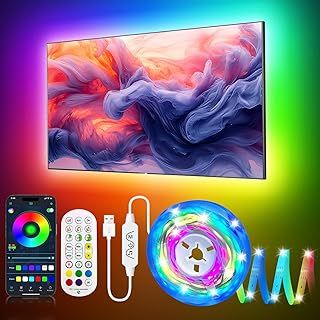 LED Lights for TV: 5m RGB Music Sync Color Changing TV Led Strip Lights with Smart App Control Remote, Bedroom (55-70 inch)