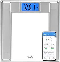 250kg Digital Bathroom Scales for Body Weight and BMI Via Smart APP, High Accuracy Assured by Weighing Professional SINCE 2001, 8mm Tempered Glass, Extra Large Blue Backlit LCD, Silver