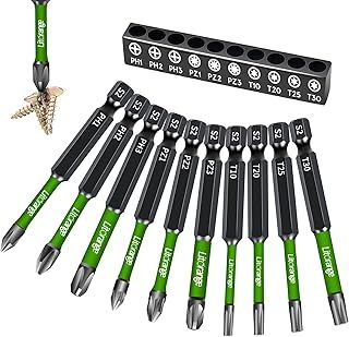Magnetic Screwdriver Bits Set,10PCS 70mm S2 Steel Phillips Pozidriv and Torx Screwdriver Bits Set for Impact Drill PH1 PH2 PH3 PZ1 PZ2 PZ3 T10 T20 T35 T30